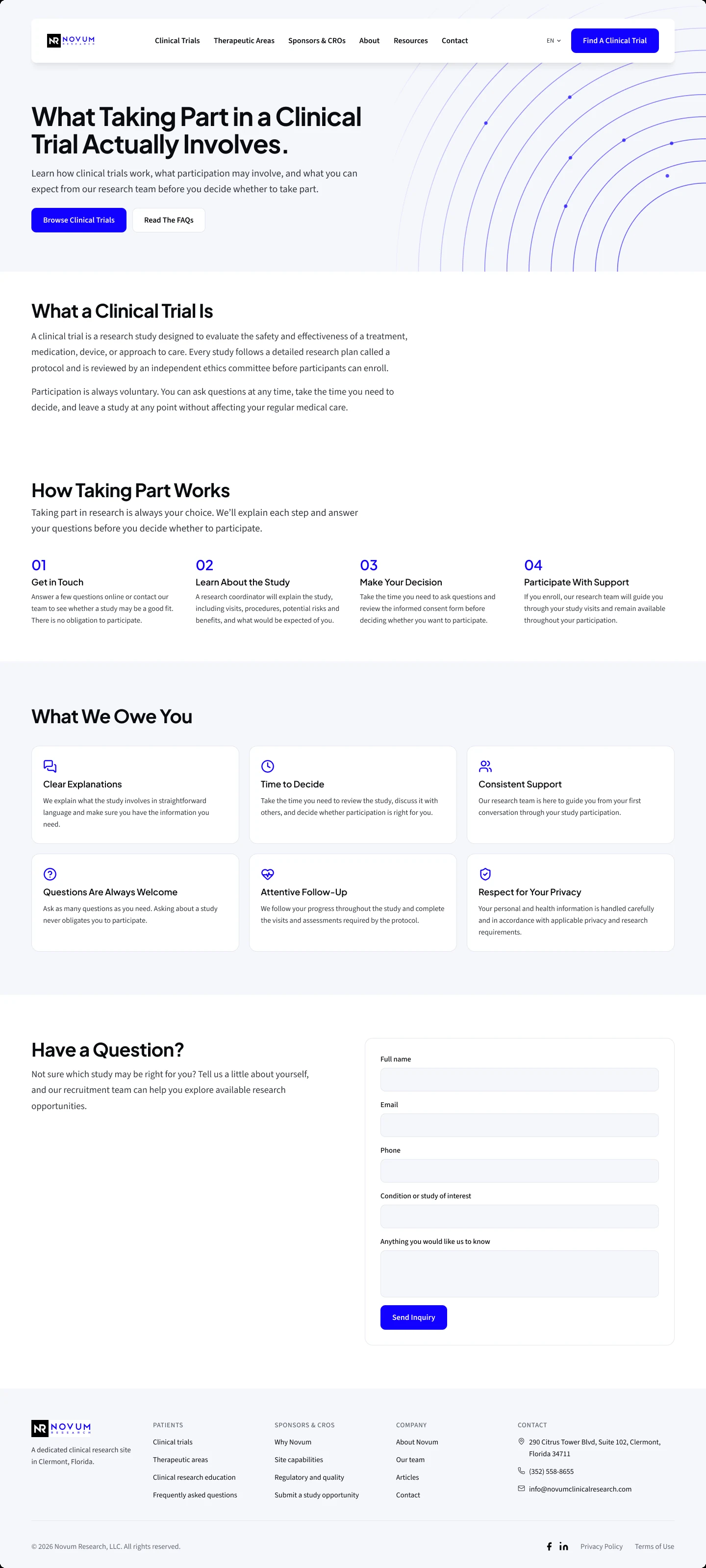 The full Clinical Research Education page