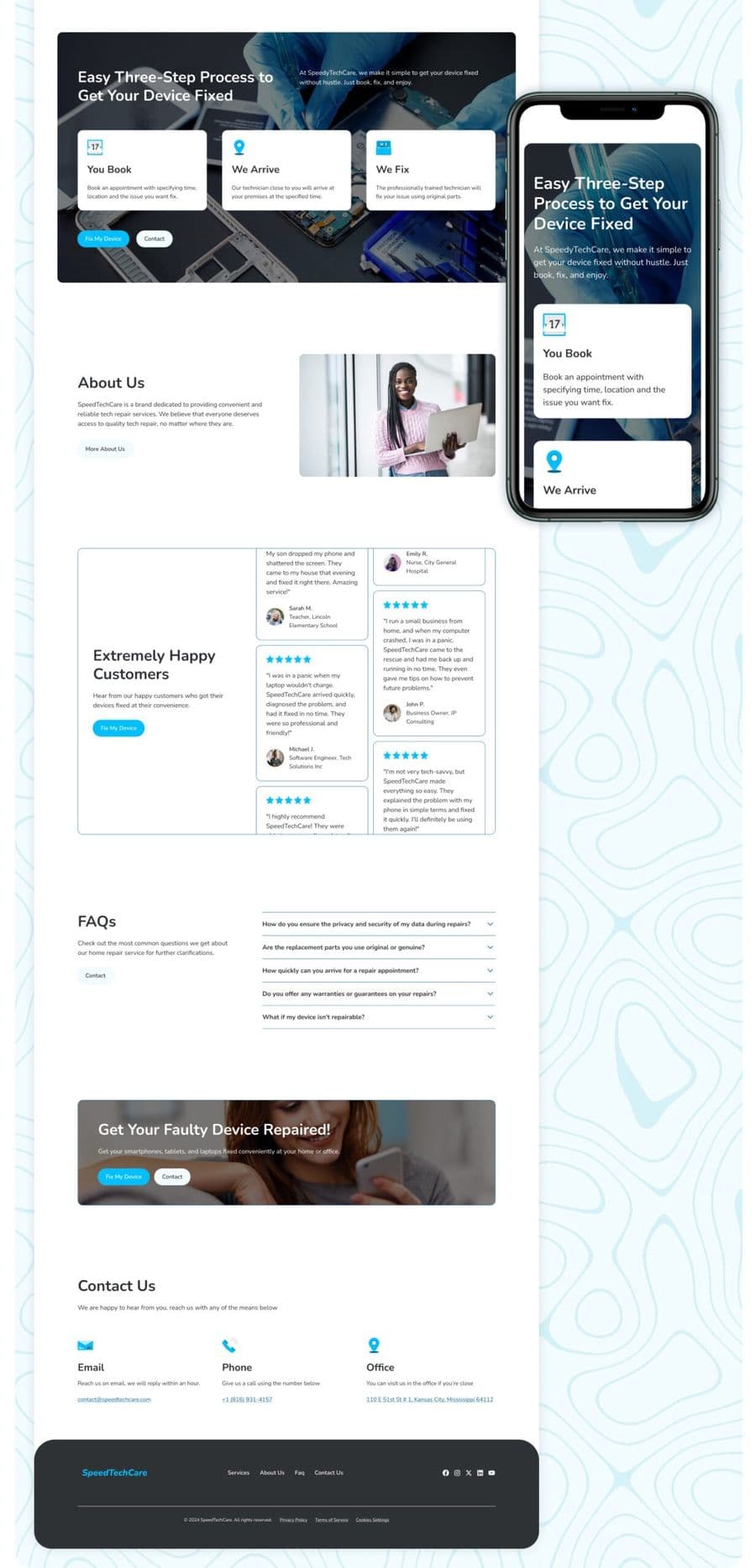 SpeedTechCare landing page
