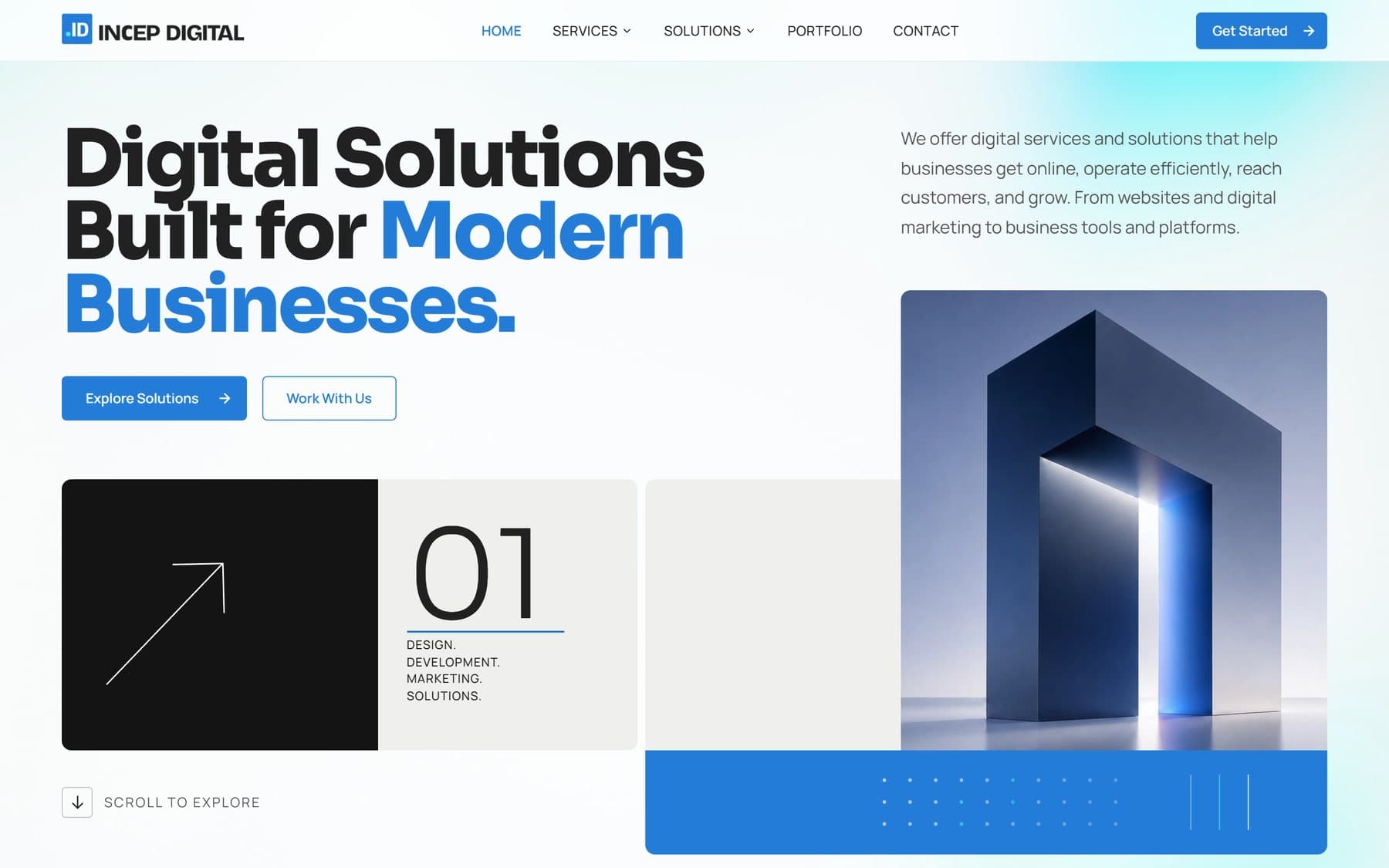 The Incep Digital homepage