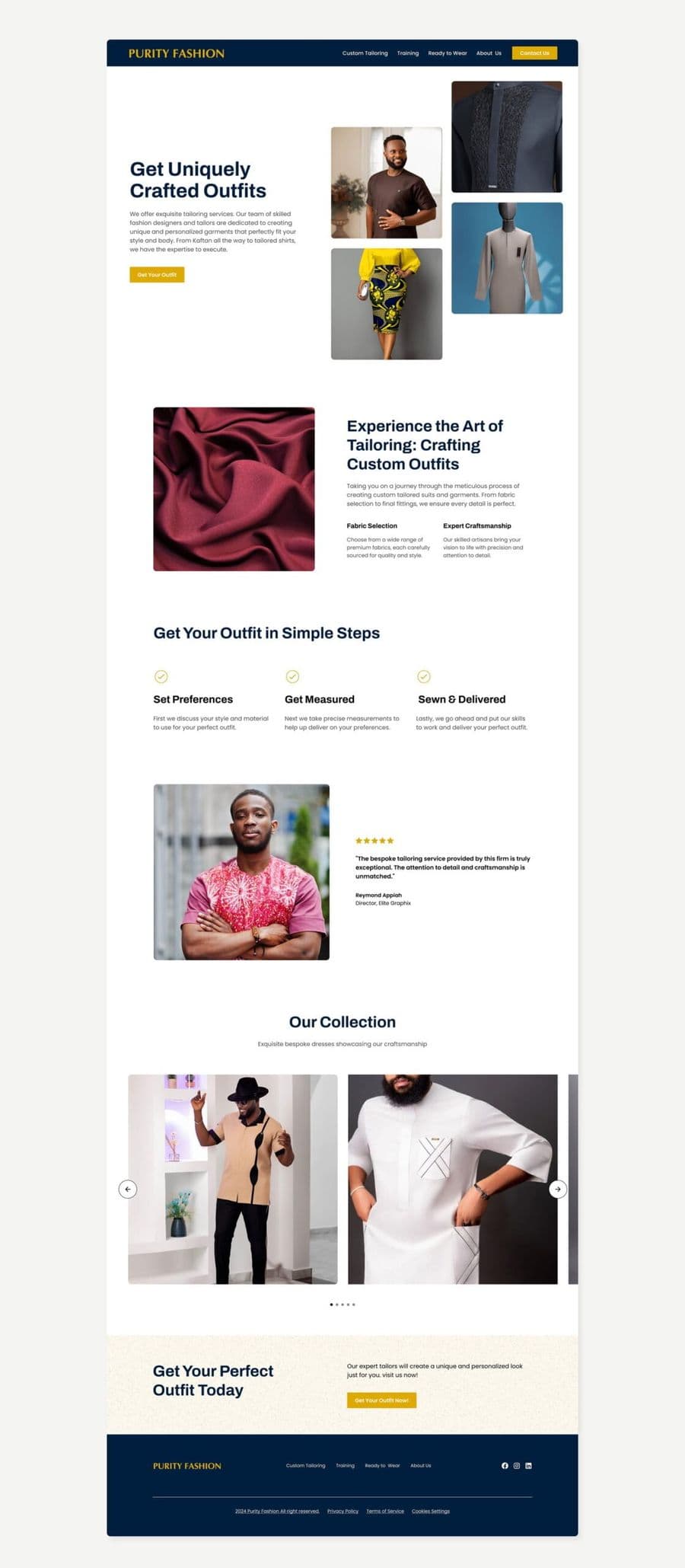 Custom tailoring page