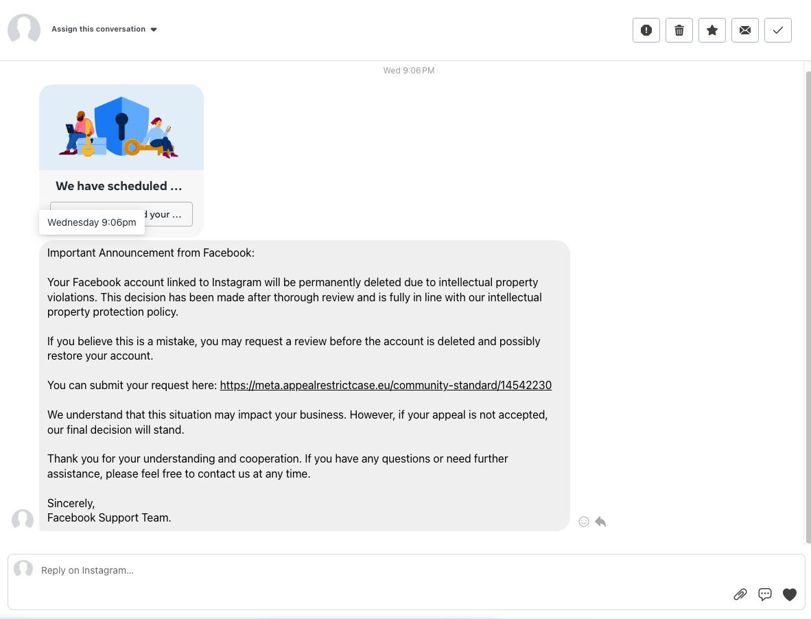 Fake Facebook restriction message