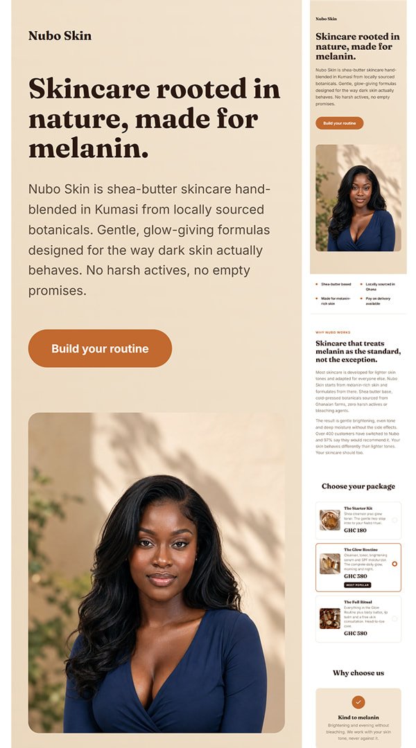 Nubo Skin sales page